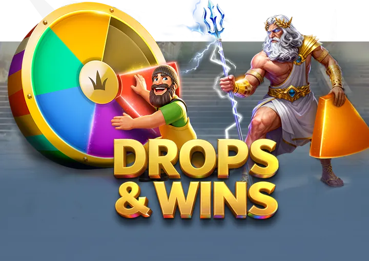 Rueda de premios y personajes de Drops & Wins
