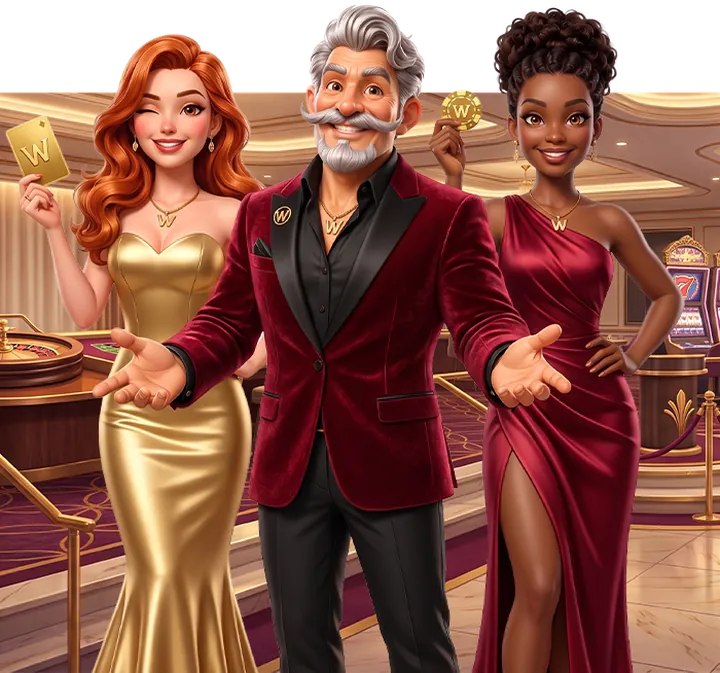 Personajes de WinOlot en la sala del casino